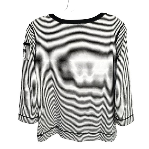 LRL Ralph Lauren Size XL Shirt Pullover Lightweight Knit Striped Black White - Picture 3 of 9